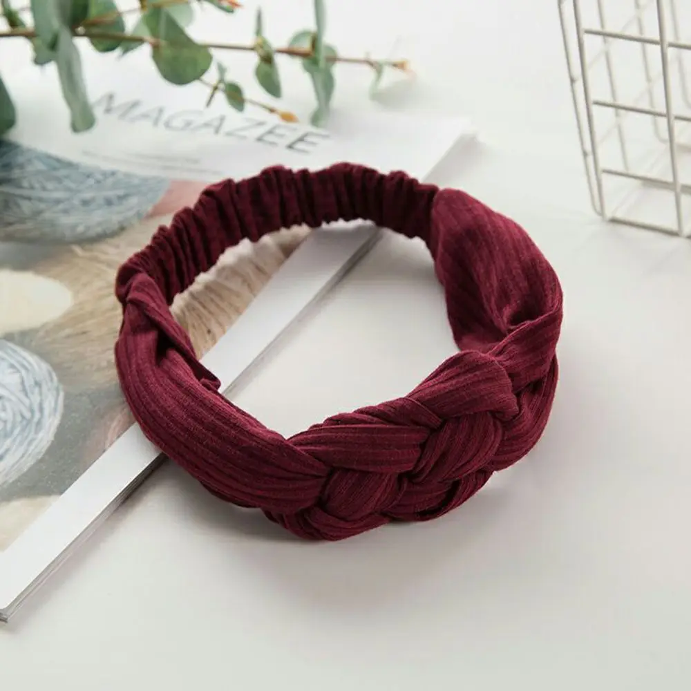 

Women Spring Autumn Suede Headband Vintage Cross Knot Elastic Hair Bands Soft Solid Girls Hairband Hair Accessories