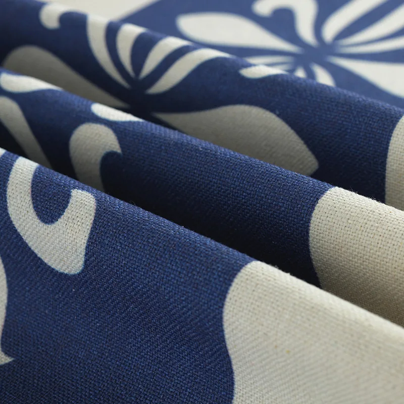 Декоративная национальная скатерть водонепроницаемая синяя Цветочная