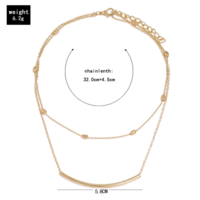 

Simple Design Double Layer Geometric Necklace Fashion Women's Gold Choker Chain Pendant Charming Girl Party Jewelry Gift