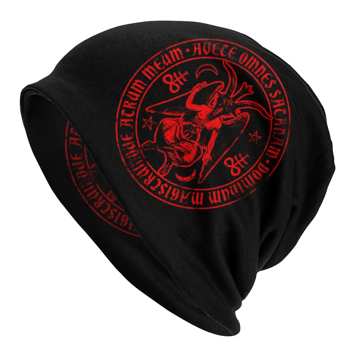 

Satanic Baphomet Bonnet Hats Satanism Evil Devil Hell Satan Knit Hat Autumn Winter Skullies Beanies Hats Men's Women's Caps