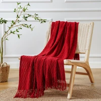 battilo lightweight throw blanket textured soft solid plaid blanket tassel decorative knitted blanket decorative bed blanket