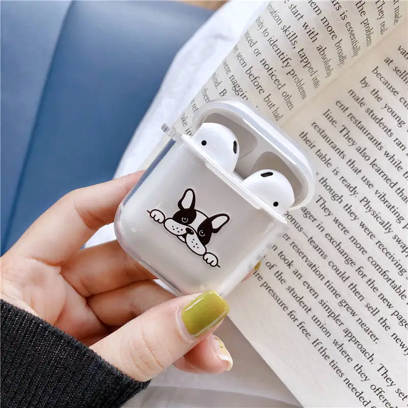Милый отпечаток лапки щенка собаки мягкий ТПУ прозрачный чехол для Apple Airpods 1/2 милый чехох с рисунком бульдога беспроводная гарнитура зарядная коробка