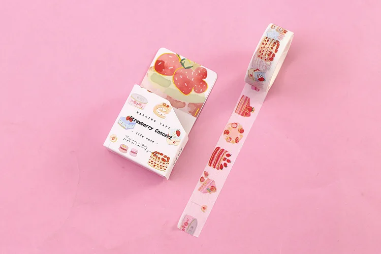 Kawaii Мультфильм клейкая лента милый фруктовый декоративный скотч с цветочным принтом цветок Маскировочные ленты для детей Скрапбукинг DIY фотографии принадлежности для альбома