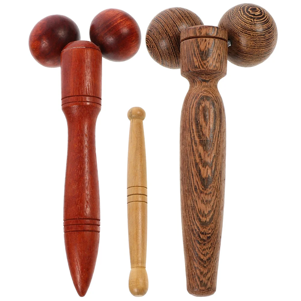 

3Pcs Facial Roller Pens Wood Acupuncture Sticks Massaging Tools