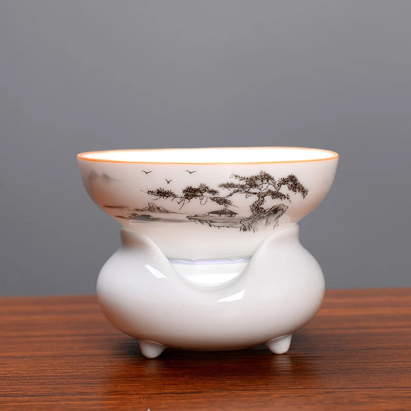 Инструмент для заваривания чая из белого фарфора ручная роспись фильтр