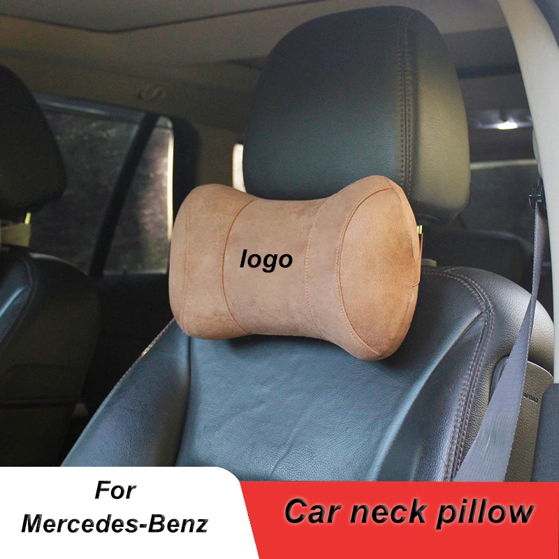 

1Pcs Suede Fur Memory Foam Head Pillow Neck Pillow Automotive Interior Accessories For Mercedes-Benz W202 W203 W204 W208 W210