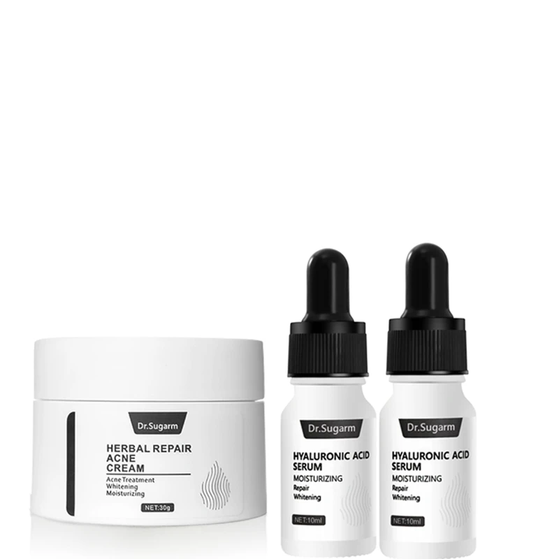 Dr.Sugarm 2Pcs Hyaluronic Acid Serum Face Care Moisturizing Anti Aging Anti-Wrinkle  1 Acne Repair Whitening Cream Skin Care Set