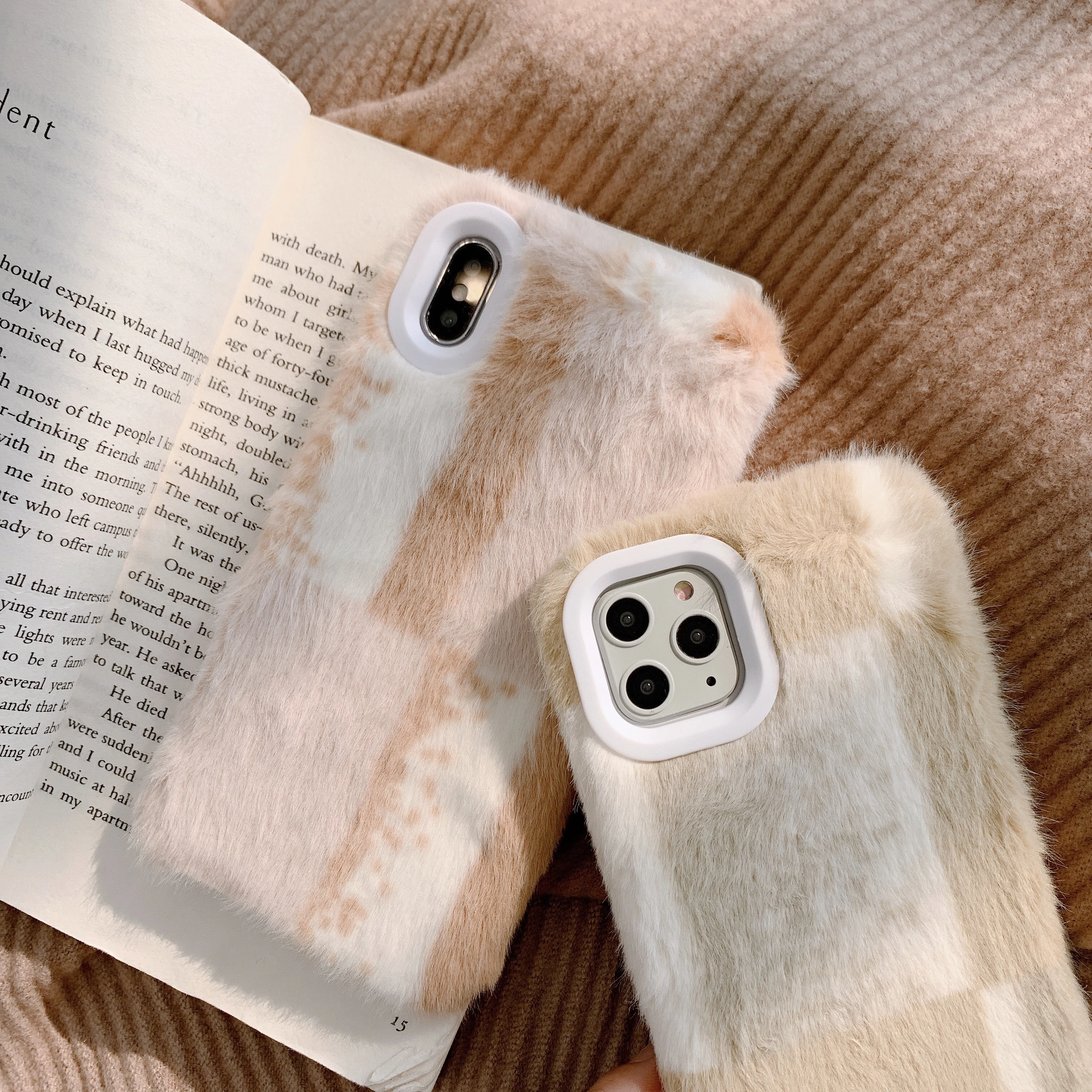 ORYKSZ Luxury Rabbit Warm Fur Plush Phone Case For iPhone 11 Pro Max X XS XR 6 6S 7 8 Plus Lovely Furry Soft hair Back Cover |