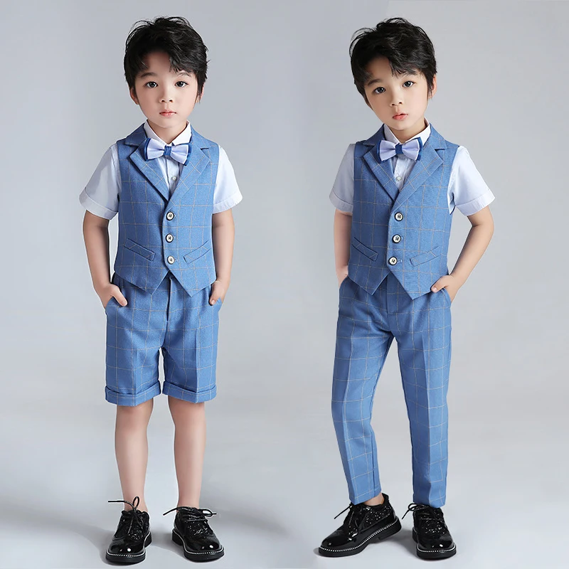 Летний Костюм Джентльмена для маленьких мальчиков Праздничная детская одежда