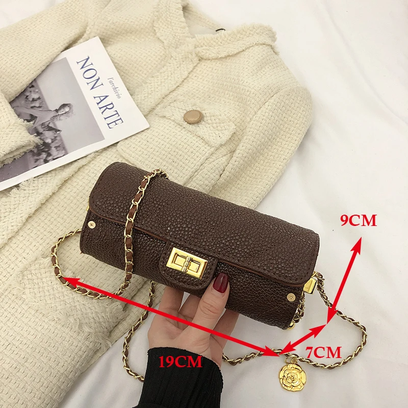 

2022 fashion round mini crossbody bags for women High quality PU leather lady cylinder handbags hotsale chain girls shoulder bag