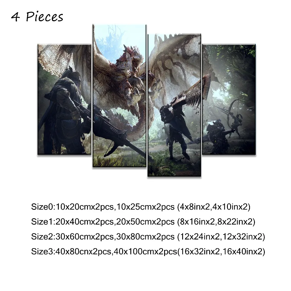 5 шт. плакаты Monster Hunter World Game постер настенный художественный декор картина холст HD