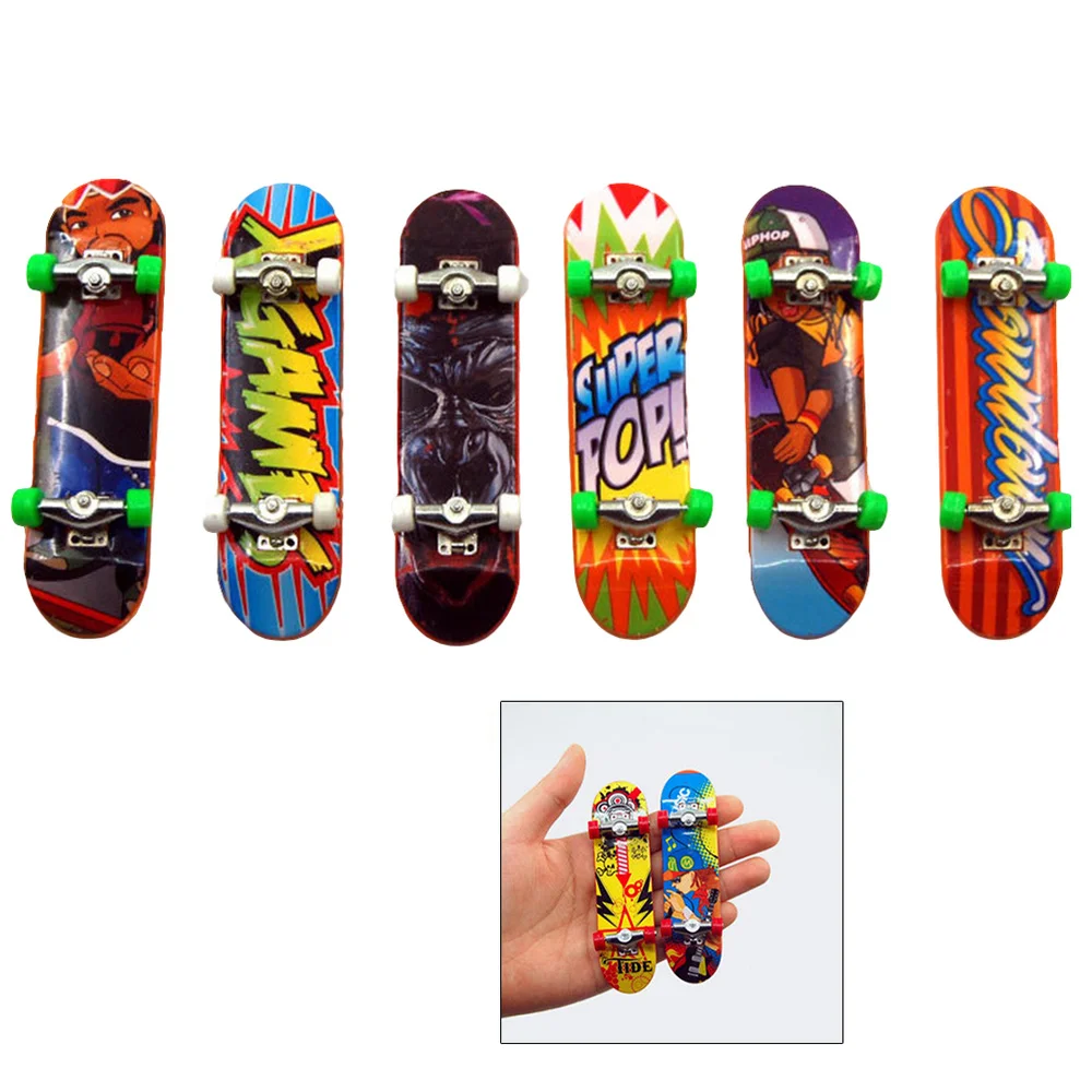 

6PCS Mini Skateboard Deck Truck Finger Board Park for Boy Kid Children Gift (Random Color)