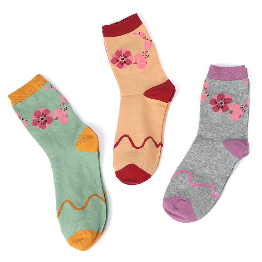 1 пара креативных женских Хлопковых Носков с цветком вишни красивые розовые