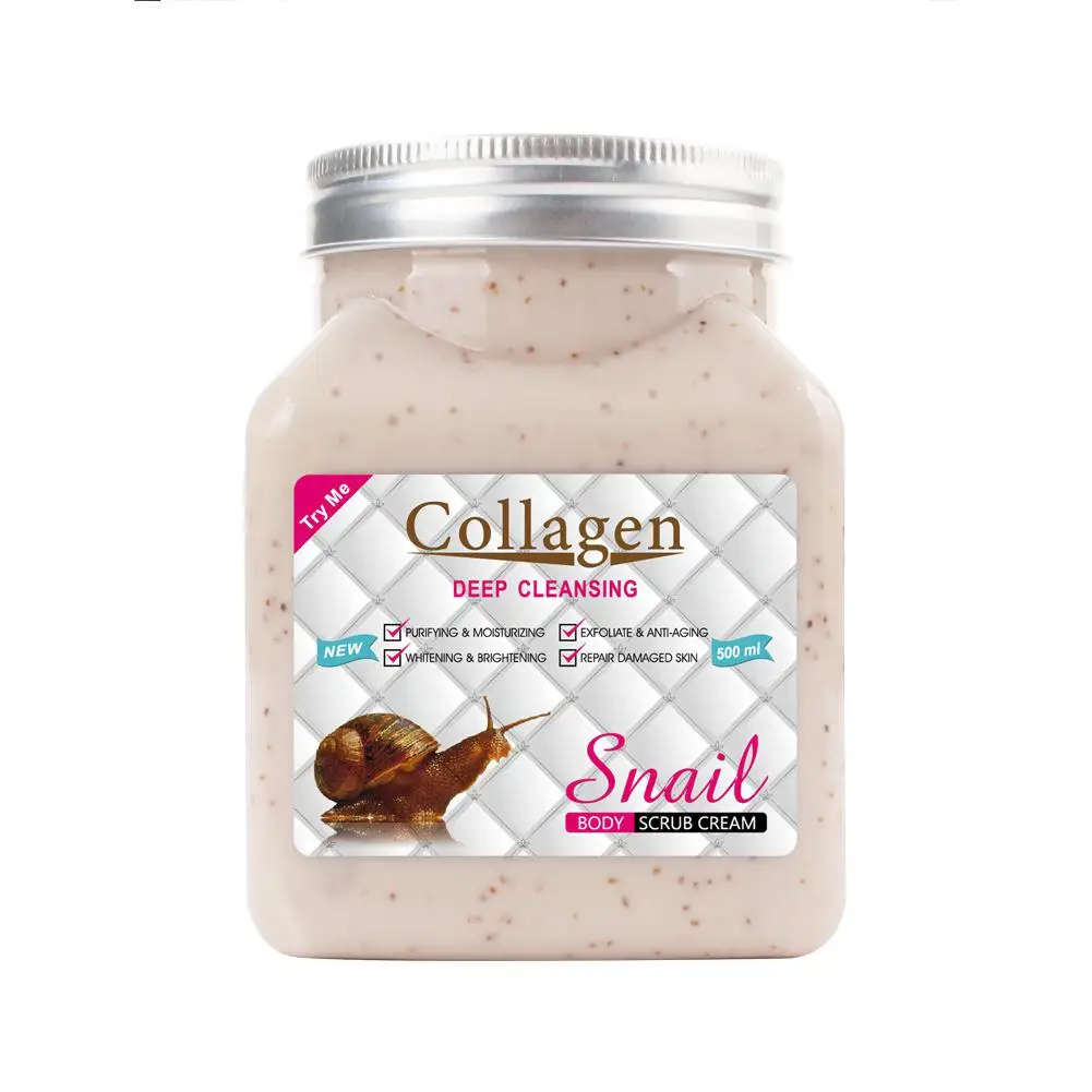 

500ml Scrub cream Collagen snail Body Scrub Cream Face Scrub Deep Cleansing Skin Whitening Exfoliating Moisturizing Body Care