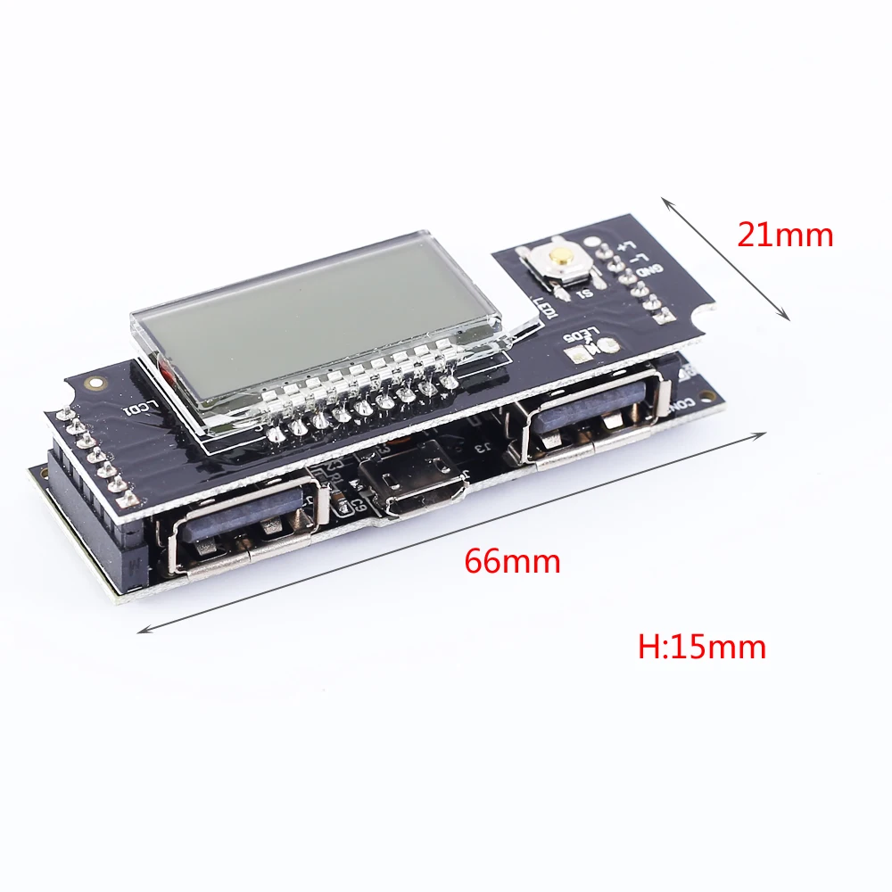 Зарядная плата для литиевой батареи 5V2A с ЖК-дисплеем и двойным USB выходным зарядным устройством