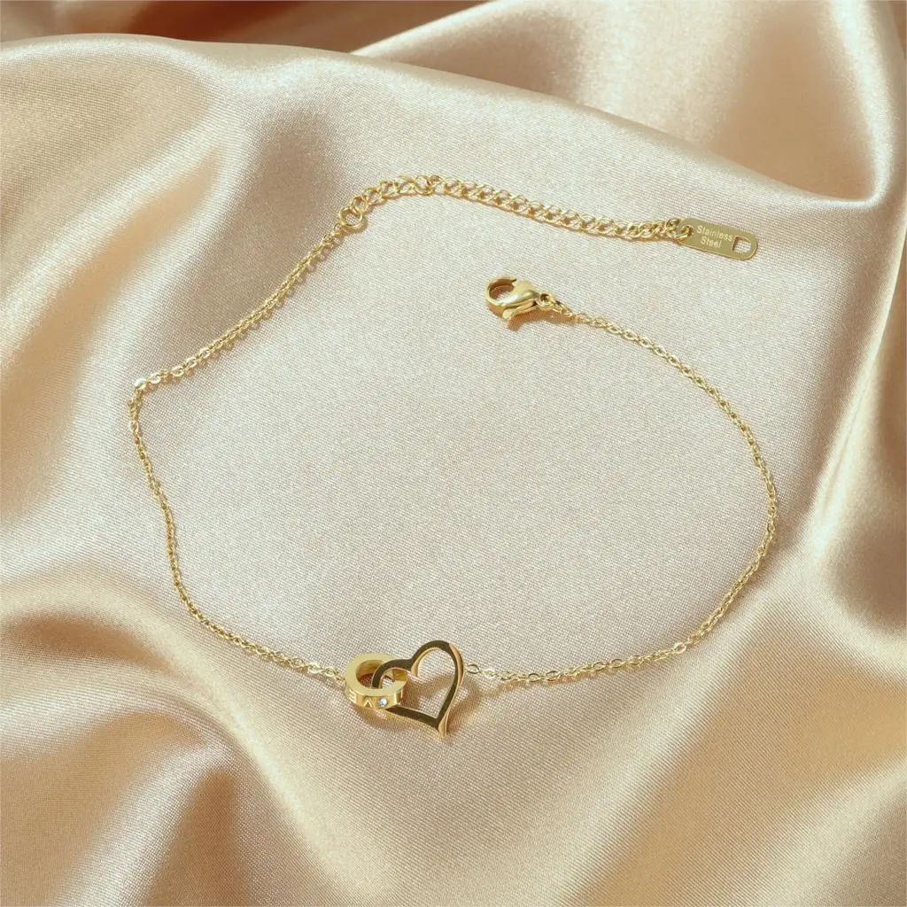 OPK/браслет на лодыжке Золотое любовное сердце Сандалии Женские летние браслеты с