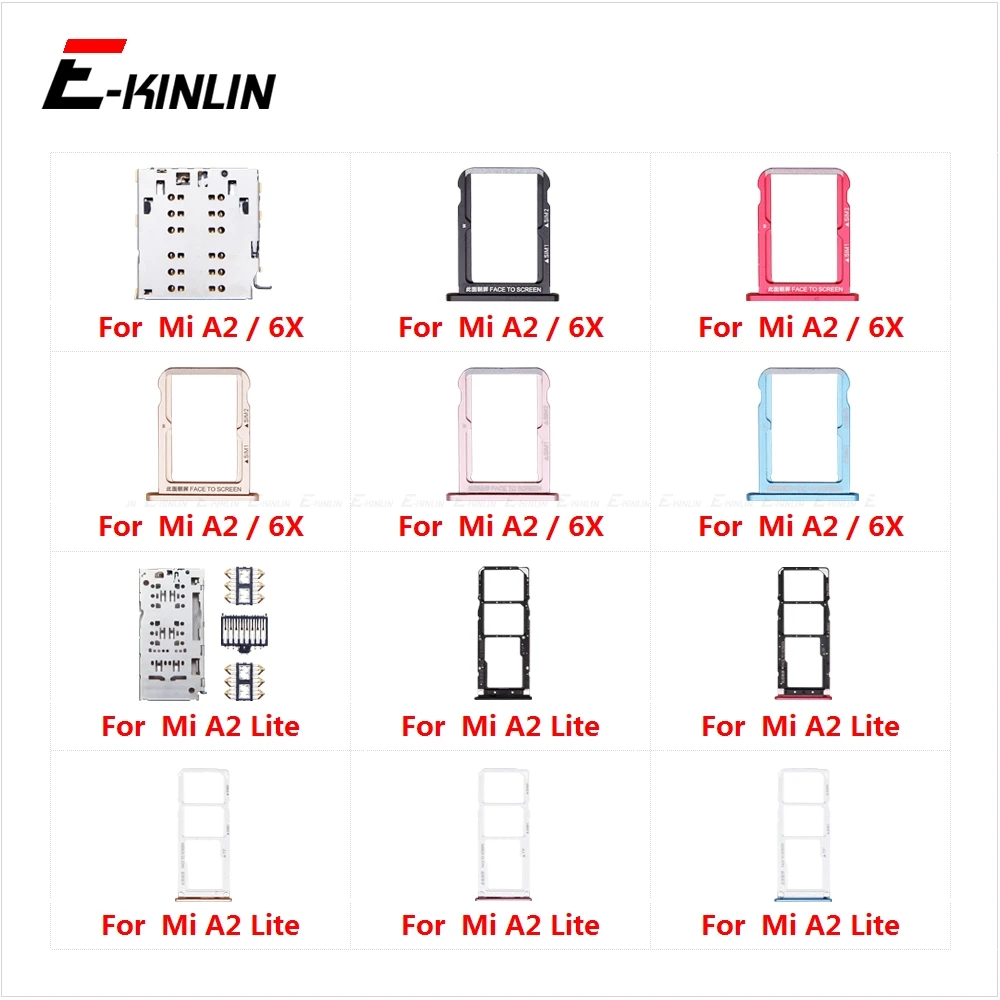 Sim Card Socket Slot Tray Reader Holder Connector Micro SD Adapter Container For XiaoMi Mi A2 Lite 6X Replacement Parts