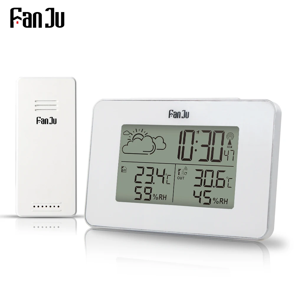 FanJu FJ3364 Метеостанция Будильник цифровой беспроводной датчик Forecast Snooze настольные часы DCF термометр гигрометр инструменты