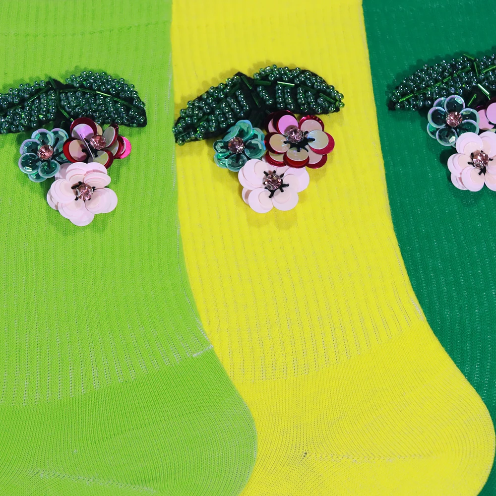 

Women Socks Cartoon Print Creative Fashion Personalized Novelty Heavy Industry Handmade Beaded Sequins Diamond Men Women Sock