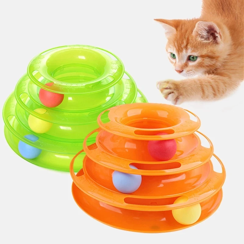 

Three Levels Pet Toy Training Amusement Plate Kitten Tower Tracks Intelligence Triple Disc Cat Toys Ball cat accessories pet