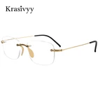 Оправа для очков Krasivyy без оправы для мужчин и женщин, квадратная из чистого титана, рецептурные корейские очки для близорукости, без оправы