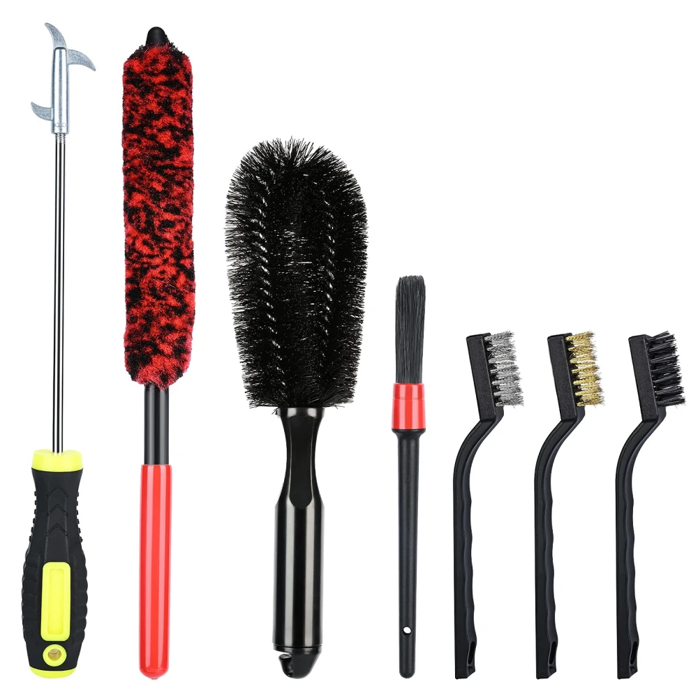 

7Pcs Wheel Tire Cleaning Brush Kit 10.6inch Long Soft Wheel Brush Detailing Brushes Short Handle Tire Brush and Microfiber Cloth