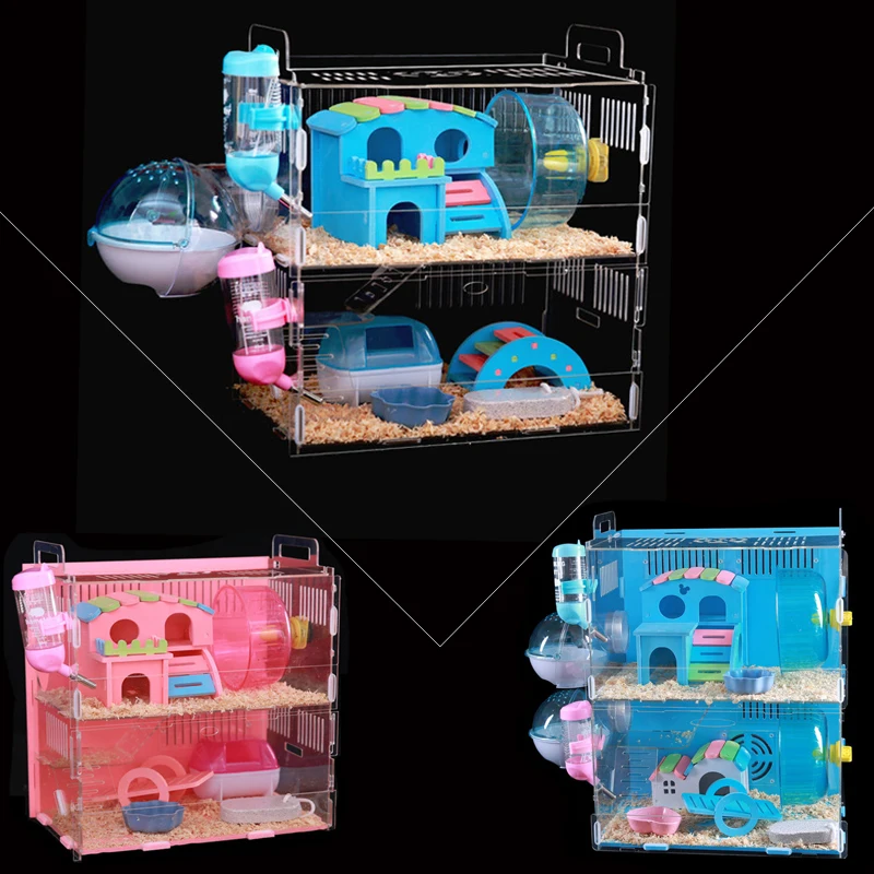 Акриловая прозрачная клетка для хомяка вилла золотая нить медведь Дракон кошка