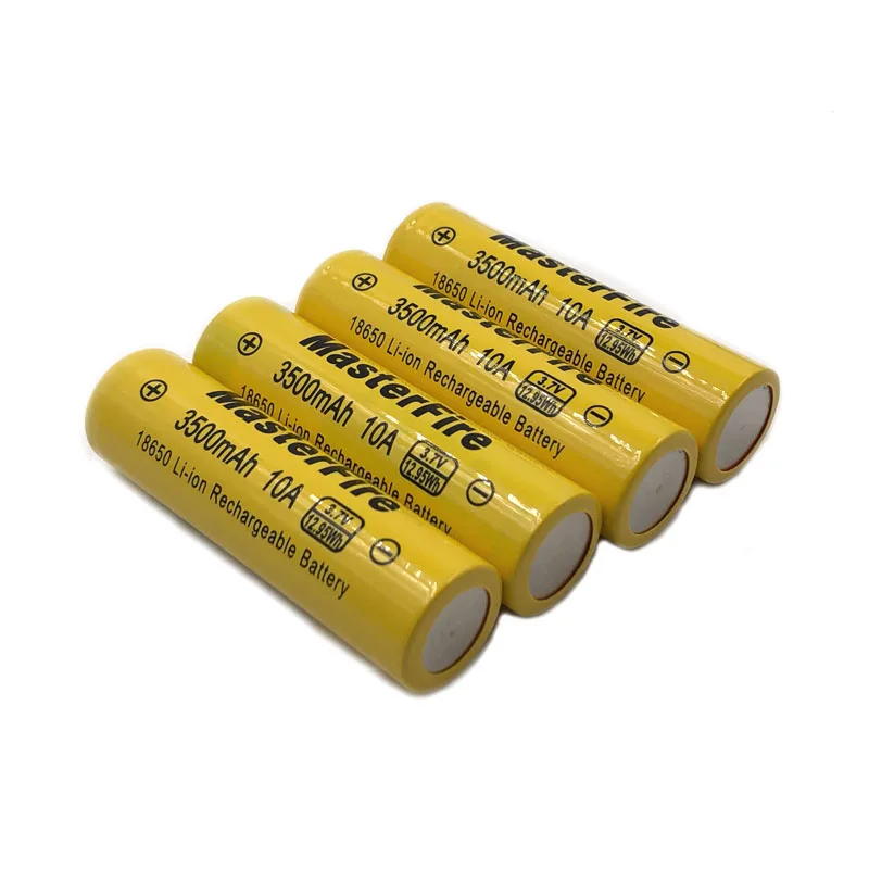 

MasterFire 4pcs/lot Original 3500mAh 18650 3.7V 12.95Wh Rechargeable Battery for Toy Flashlight lithium batteries 30A discharge