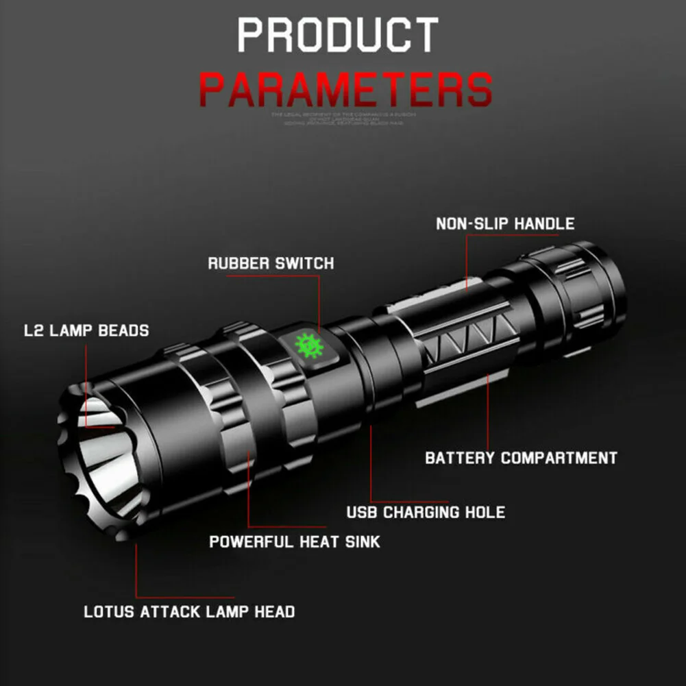 

Tactical Flashlight USB Rechargeable Tactical LED Flashlight Super Bright