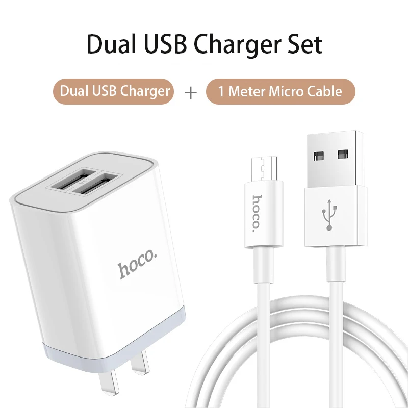 HOCO 5 V/2.1A двойное зарядное устройство USB быстрая зарядка зарядное устройство адаптер для iphone ipad mini samsung Xiaomi - Тип штекера: Micro Charger set