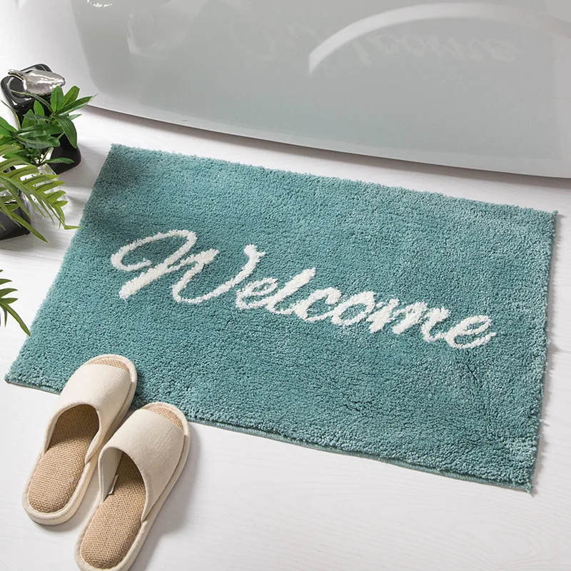 

Flocking Bath Mat Home Decoration Floor Mat Non-slip Absorbent Bathroom Door Mat Super Soft Fiber Bath Rug