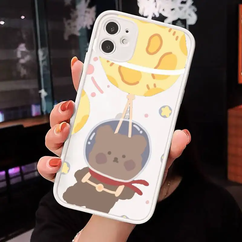 

Cute Cartoon Astronaut Planet Phone Cases Matte For iPhone 12 Mini 11 Pro XR XS Max 7 8 Plus X Hard PC Back Cover