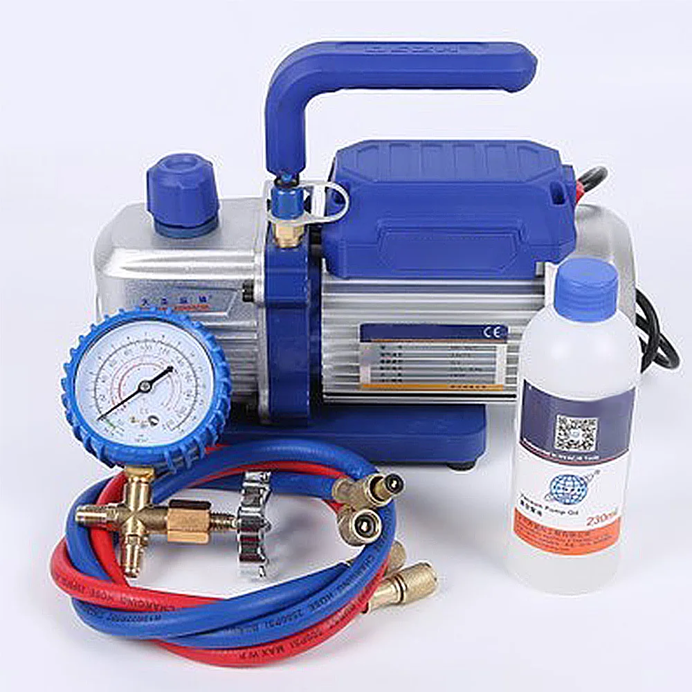 1L Vacuum Pump Air Condition Add Fluoride Tool Vacuum Pump Set With Refrigerant Table Pressure Gauge Refrigerant Tube hot sale professional digital refrigerant manifold pressure gauge ves 100 air conditioner electronic fluoride scale instrument