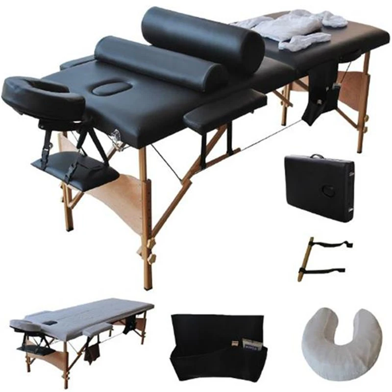 

Spa Massage Tables 2 Sections Folding Portable SPA Bodybuilding Massage Table Set Black Beauty Massage Table Salon Furniture