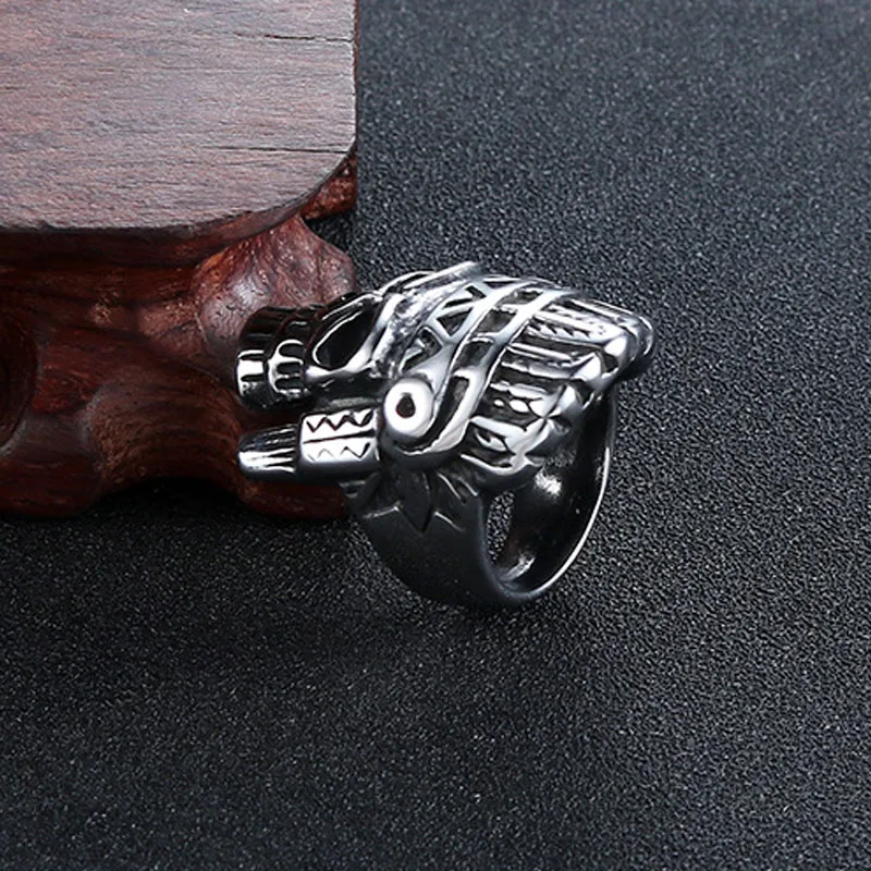 

stainless steel men ring Viking Pharaoh skull ring big lord of the metal rings for men gothic black Punk 2020 fashion jewelry