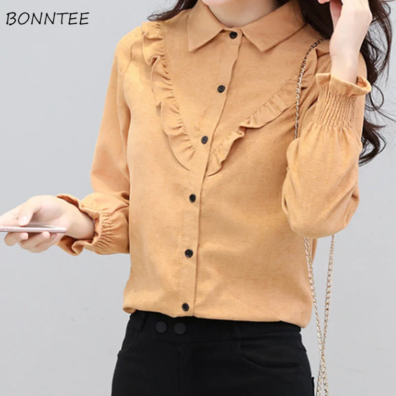 Женские рубашки 2020 простая универсальная модная однотонная Вельветовая женская