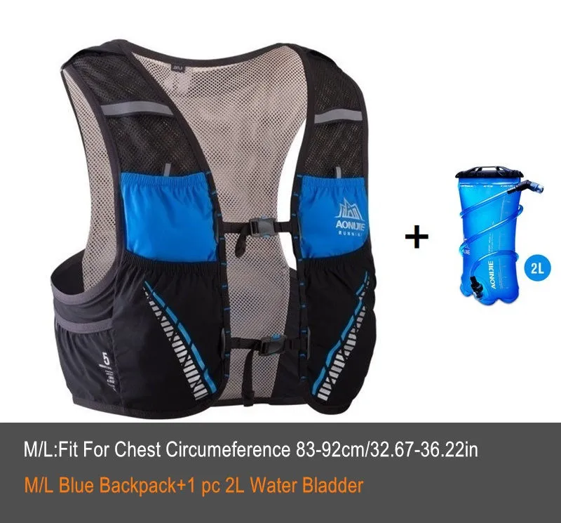 Blue-M-Set A AONIJIE C933 5L Открытый Спорт бег рюкзак марафон Trail Running жилет гидратации пакет для 2L вода сумка Велоспорт Пеший Туризм Сумка - Цвет: Blue-M-Set A