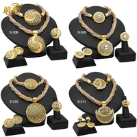 xuhuang african jewelry charm necklace earrings dubai rhinestone jewelry sets for women wedding bridal pendant jewellery set