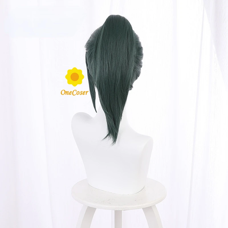 Парик Маки дзен для косплея аниме ююдзюцу Kaisen длинный конский хвост зеленые