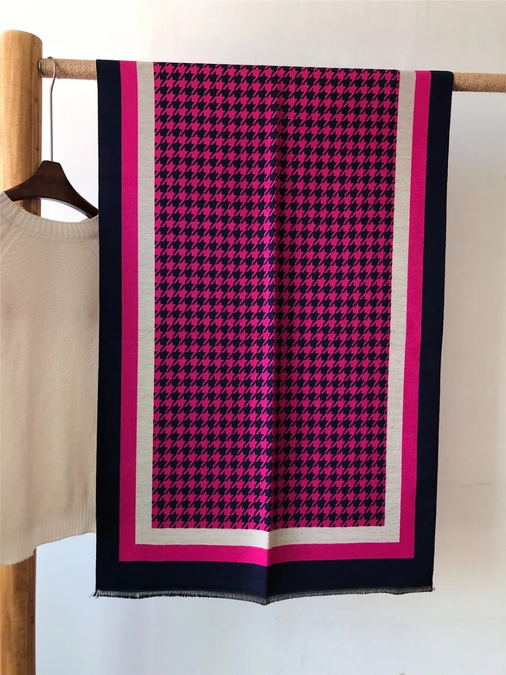 Зимний женский шарф женские клетчатые шарфы, палантин, шаль толстый женский шарф теплый кашемировый смешанный, из шерсти и хлопка матовый пончо