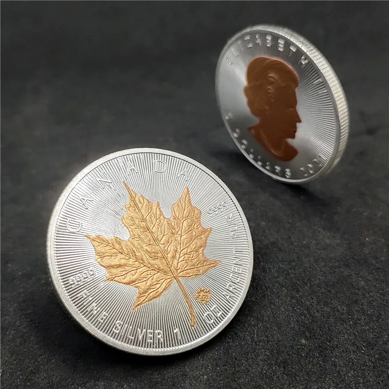 

Canadian Maple Leaf Bicolor Gold Coin Maple Leaf Commemorative Coin Gold-plated Commemorative Coin Commonwealth Queen's Coin