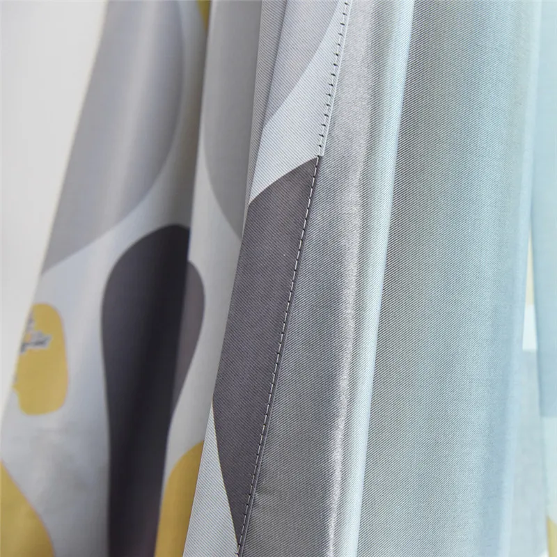 Blue Cobblestone Printed Curtains Shading Fabrics for Living Room Modern Yellow Blackout Curtains Water Ripple Curtain WP419#20