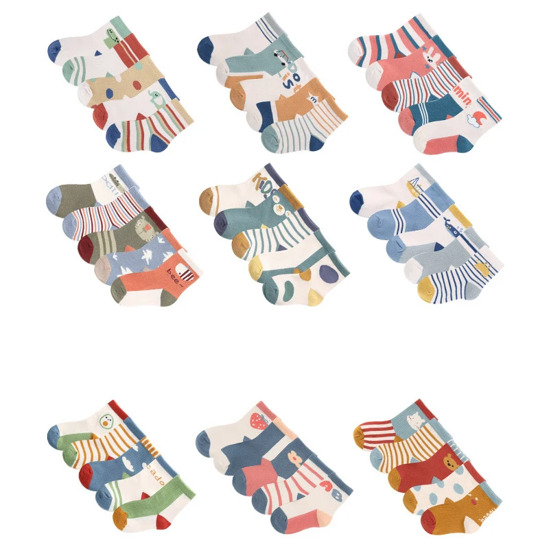 5 пар/лот детские носки осенне зимние хлопковые милые с цветочным рисунком для