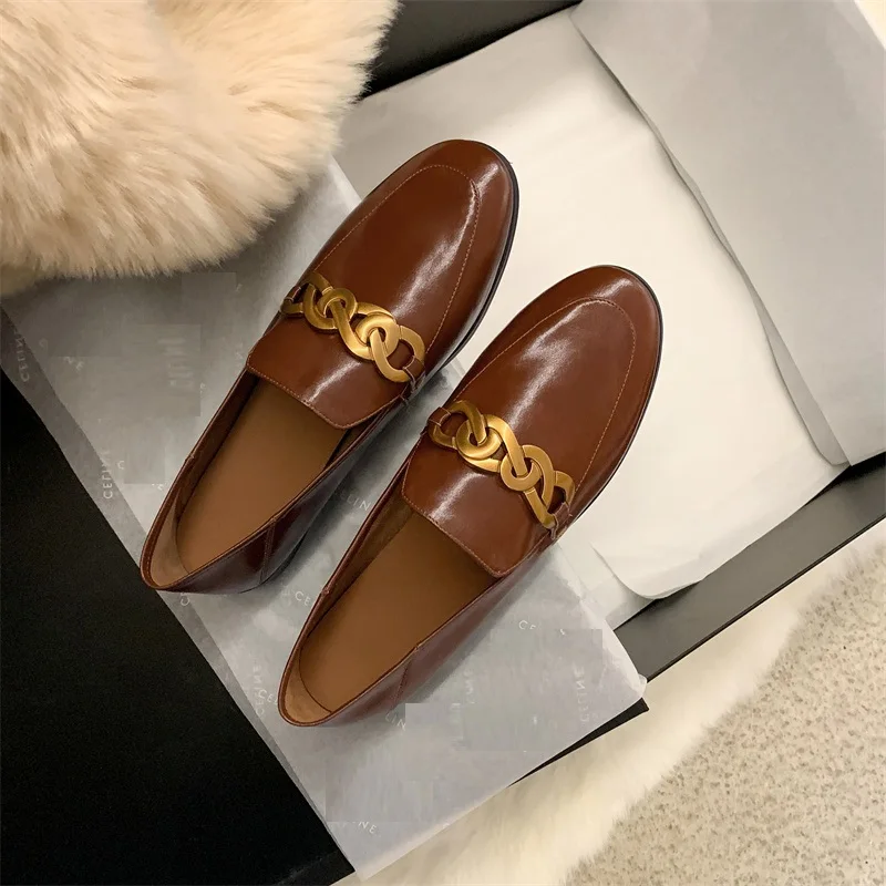 Мокасины женские из воловьей кожи дизайнерские туфли на плоской подошве с