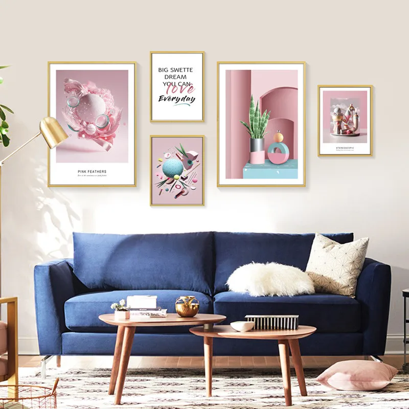 

Abstract Landscape Potted Plant Sculpture Building Motto Letters Canvas Painting Wall Picture Poster Home Living Room Decoration