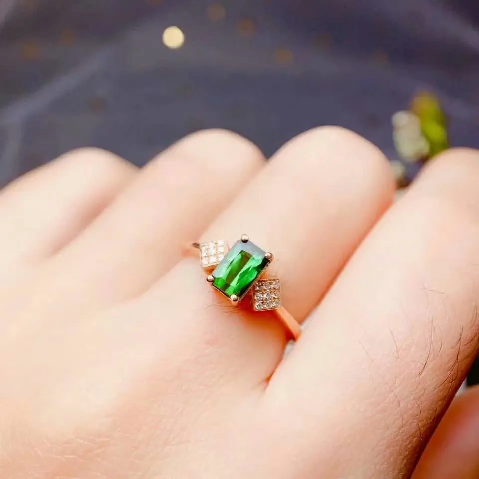 

SHILOVEM 18K ROSE GOLD NATURAL TOURMALINE RINGS FINE JEWELRY WOMEN TRENDY WEDDING OPEN WHOLESALE 4*6MM BJ04062929AGX