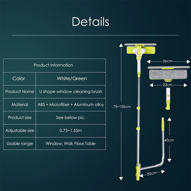 Window Cleaning Squeegee Microfiber Scrubber Wash Cleaner Telescopic 180 Rotatable Dust Brush | Дом и сад