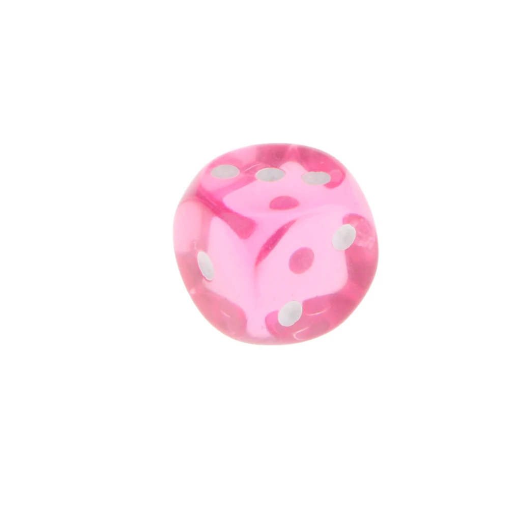 

10pcs Transparent Pink 6 Sided D3 Acrylic Dice Educational Games Dice