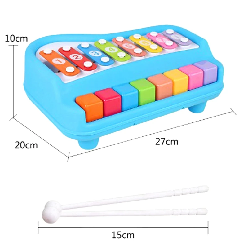 

Baby Piano Toy for Toddle Kids Baby Instruments Toys, 8 Multicolored Key Piano Keyboard Xylophone Toys Blue