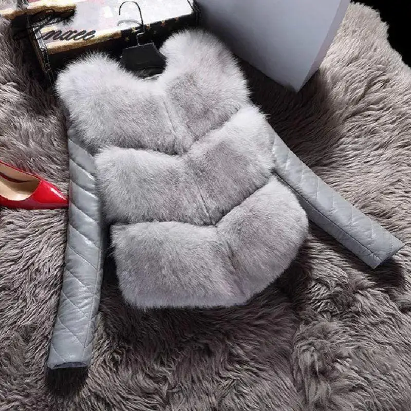 

Xnxee Women Jackets Vest Fashion Autumn Winter Coat Warm Female Faux Fox Fur Vest High-Grade Slim Jacket Outerwear 4XL